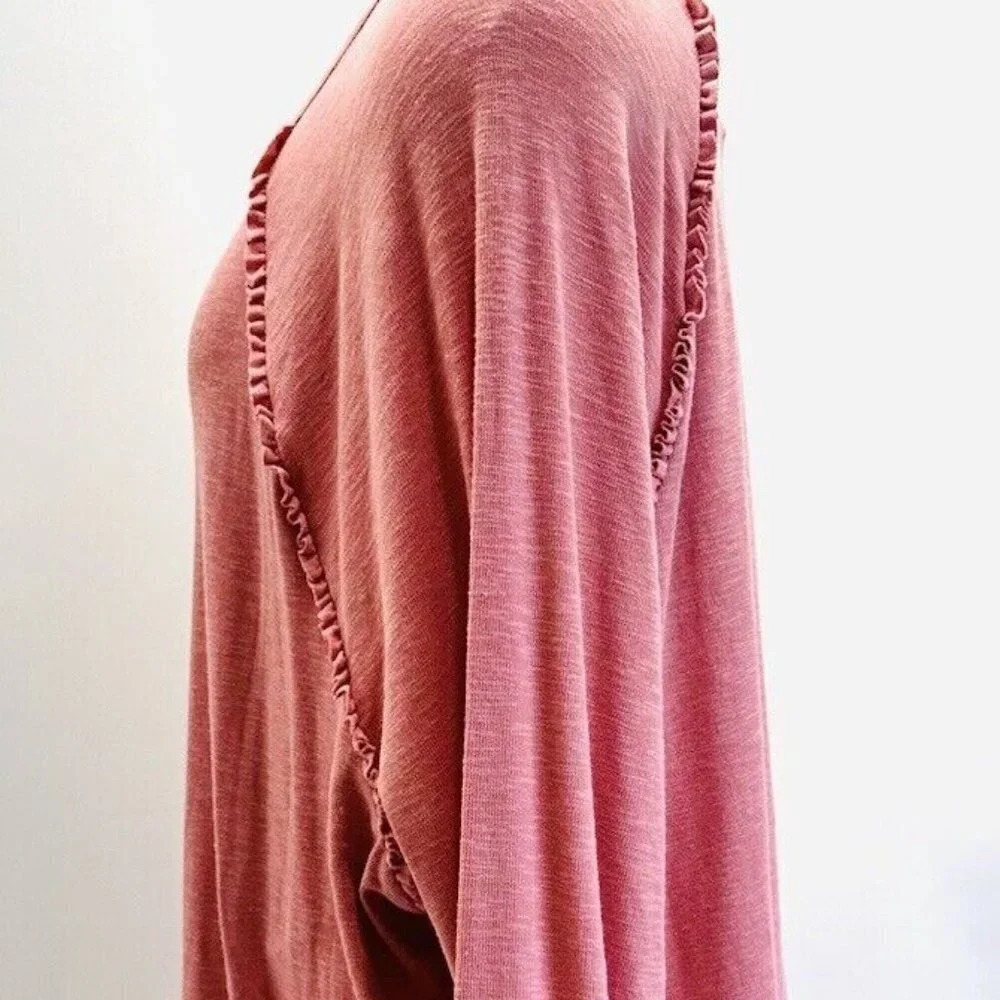 NWT LAUREN CONRAD Women Long Sleeve Pullover Round Neck Pink Shirt Plus Size XXL - Picture 4 of 12